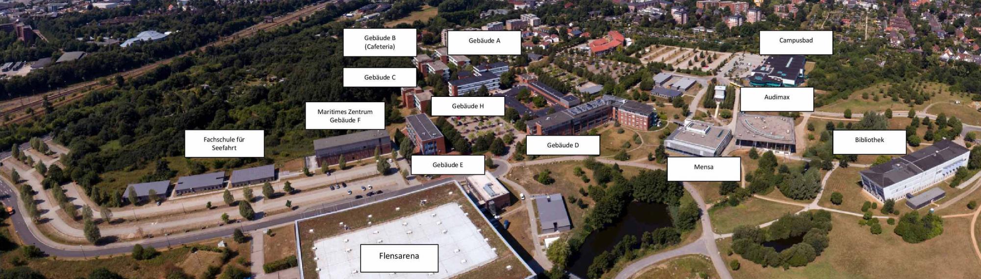 Luftbild Gebäude der Seefahrschule Flensburg